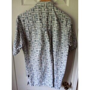 Men's Newport Blue Button Up Shirt. Fish Pattern. Large